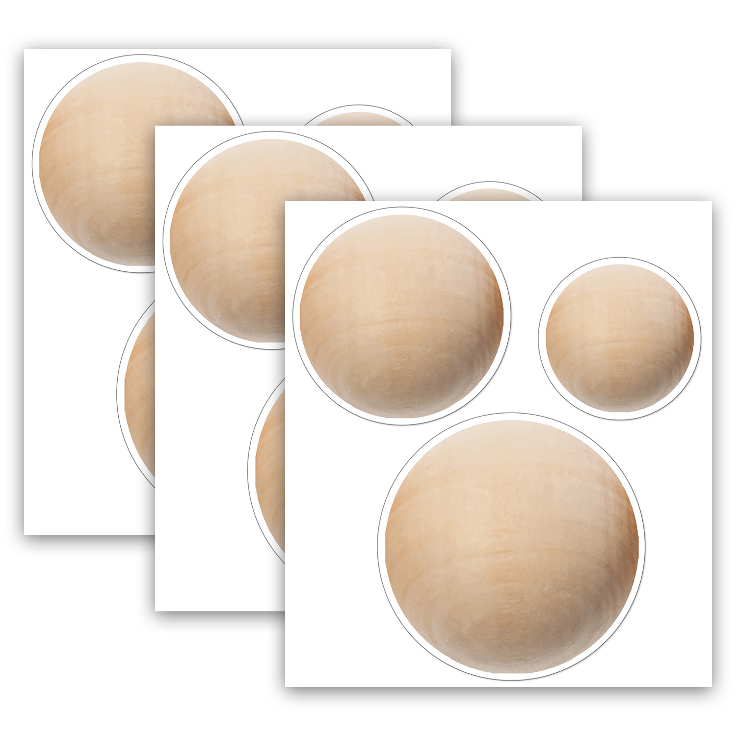 Simply Safari Wooden Beads Cut-Outs, 36 Per Pack, 3 Packs