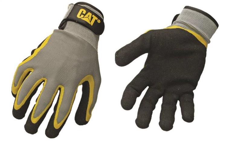 CAT CAT017415L Breathable Work Gloves, Large, Poly Cotton, Black/Yellow