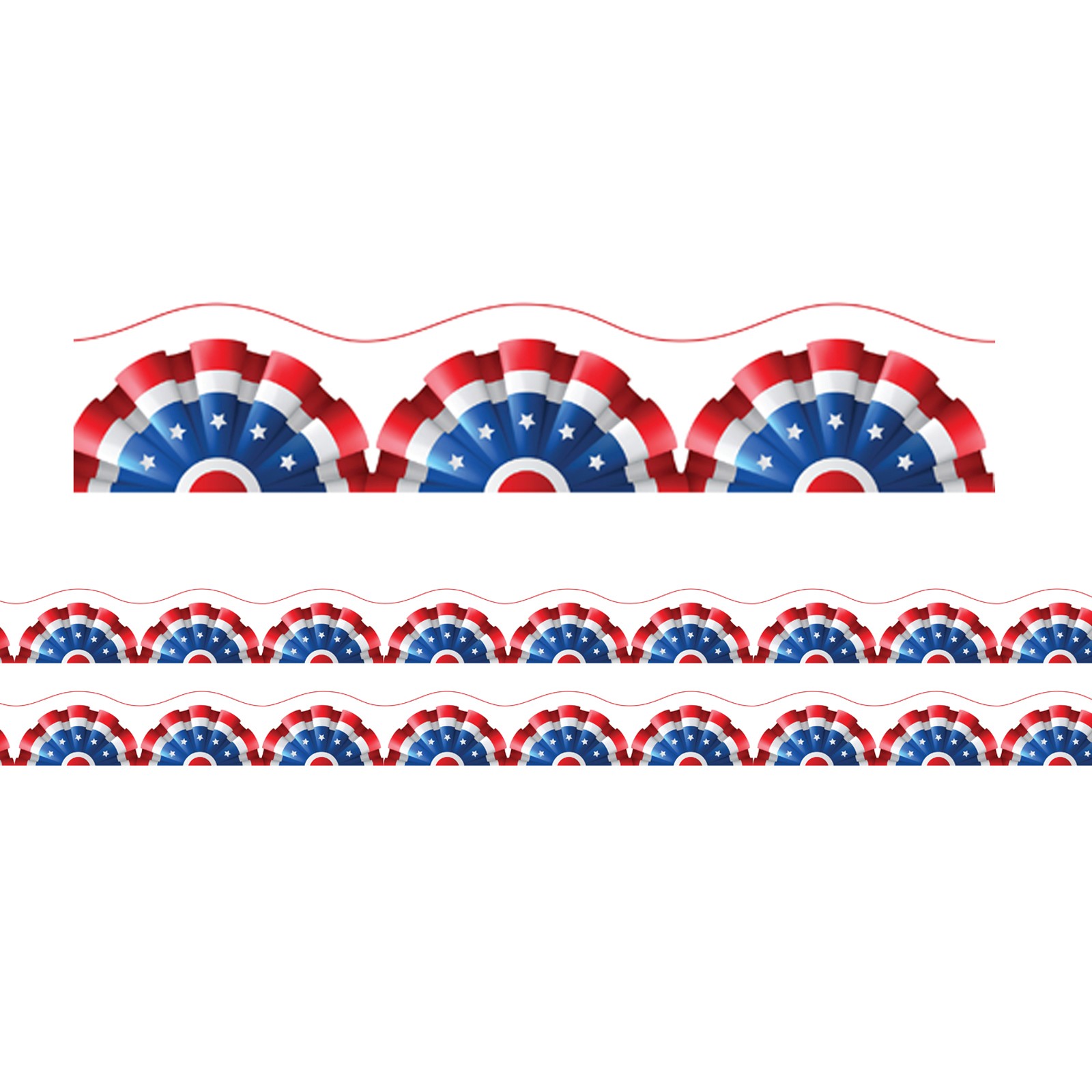 Borders/Trims, Magnetic, Scallop Cut - 1-1/2" x 24", Patriotic Theme, 24' per Pack, 2 Packs