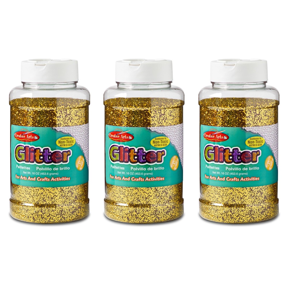 Creative Arts Glitter, 1 lb. Bottle, Gold, Pack of 3