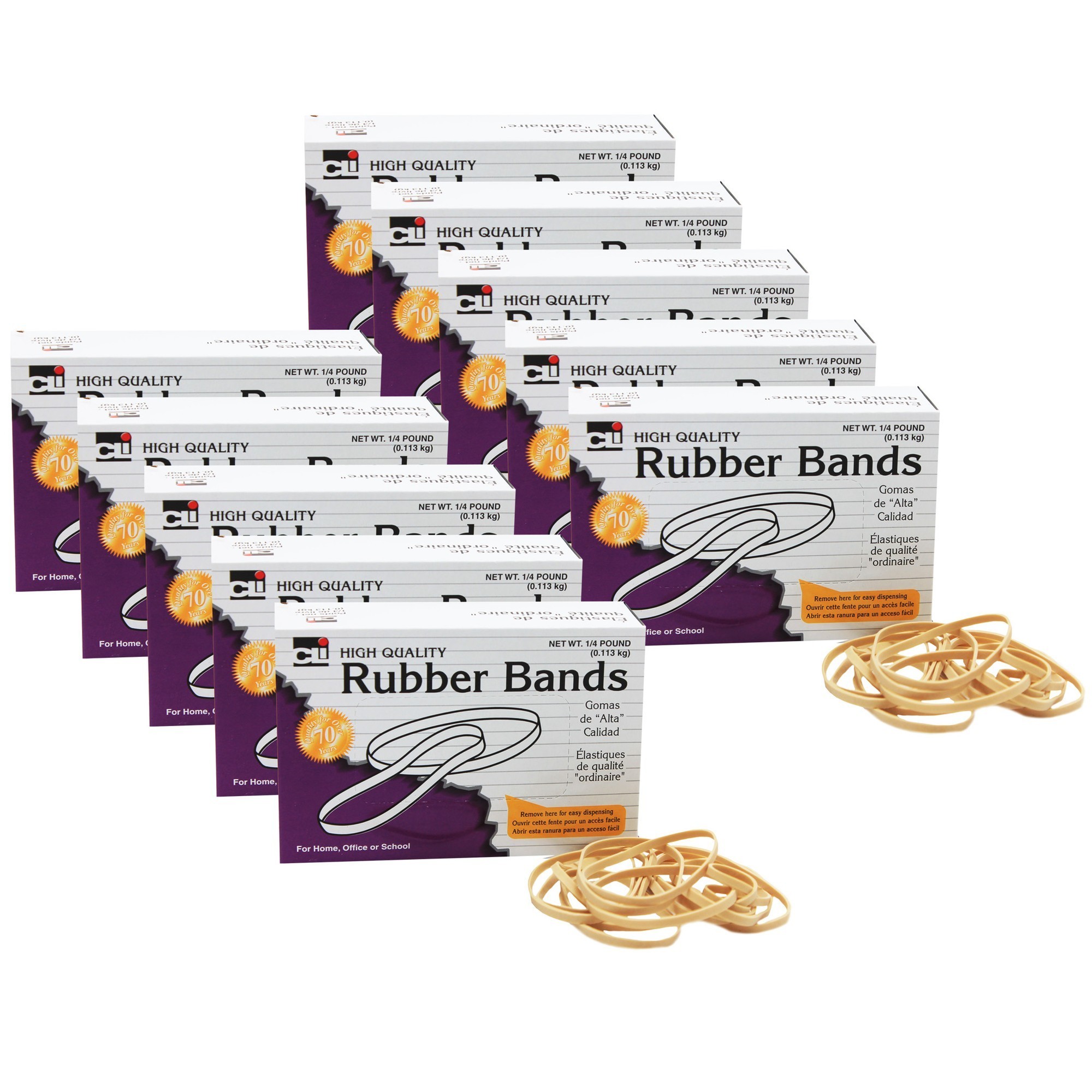 Rubber Bands, 3" x 1/8", 1/4 lb Box, 10 Boxes