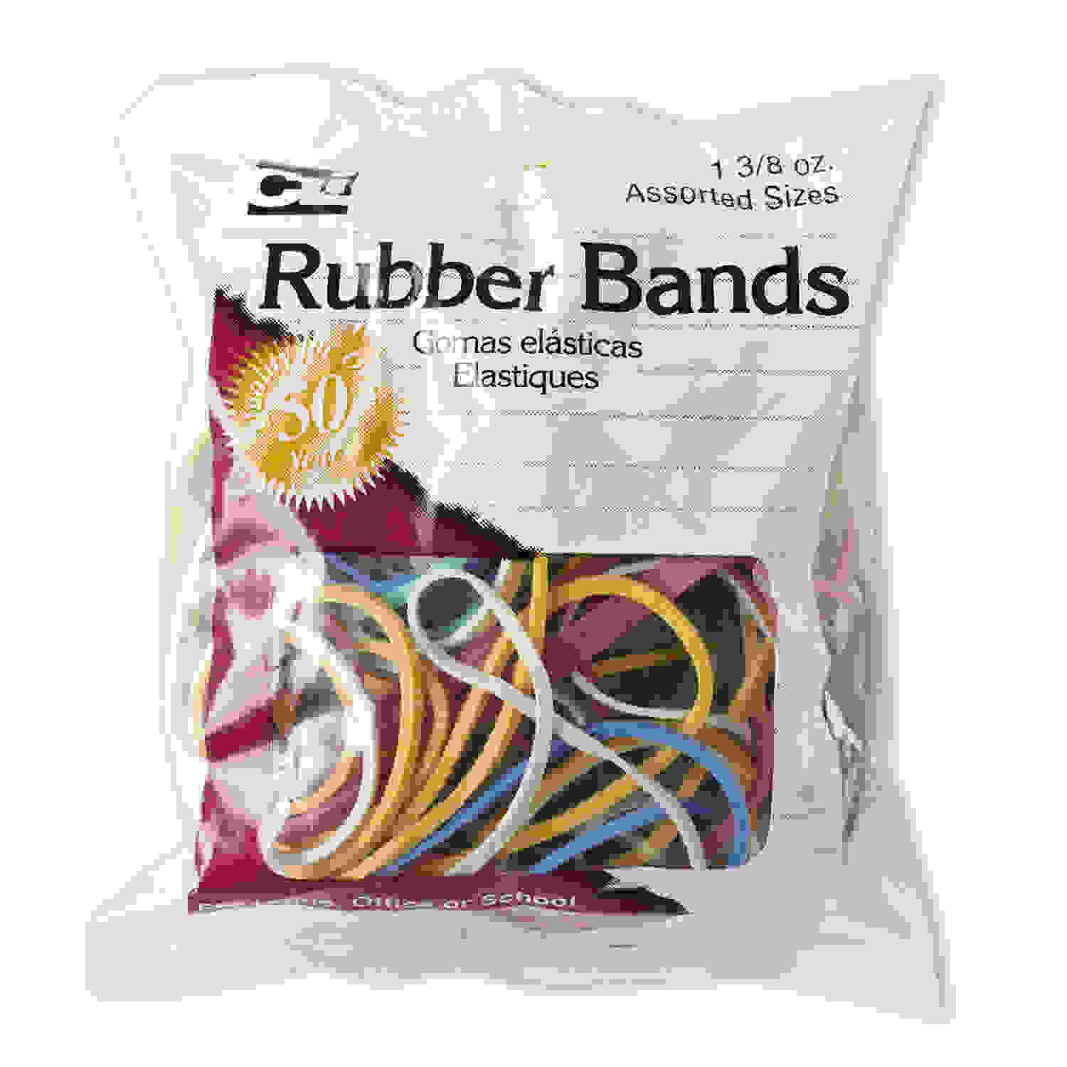 Rubber Bands, Assorted Sizes & Colors, 1 3/8 oz. bag