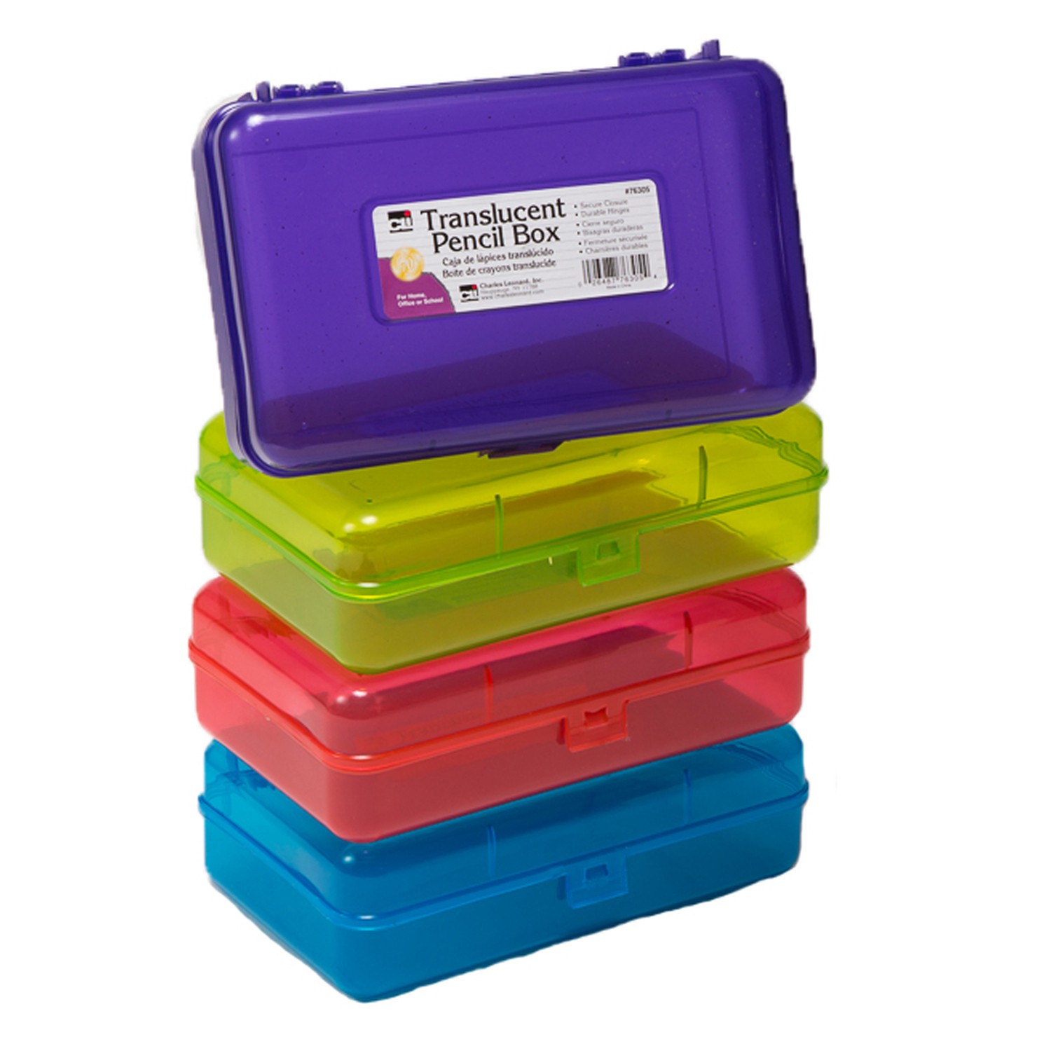 Pencil Box - 2-1/2"H x 5-1/4"D x 8-1/4"W, Translucent Assorted Colors