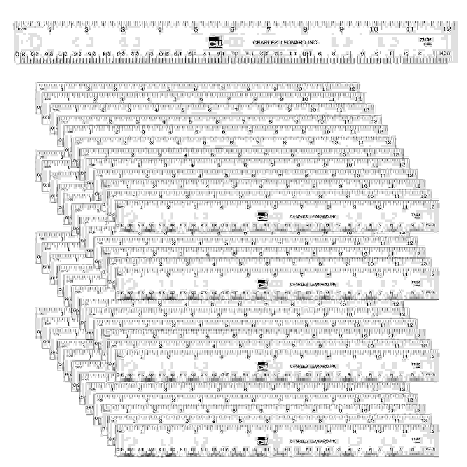 Plastic Ruler, 12", Translucent, Clear, Pack of 48