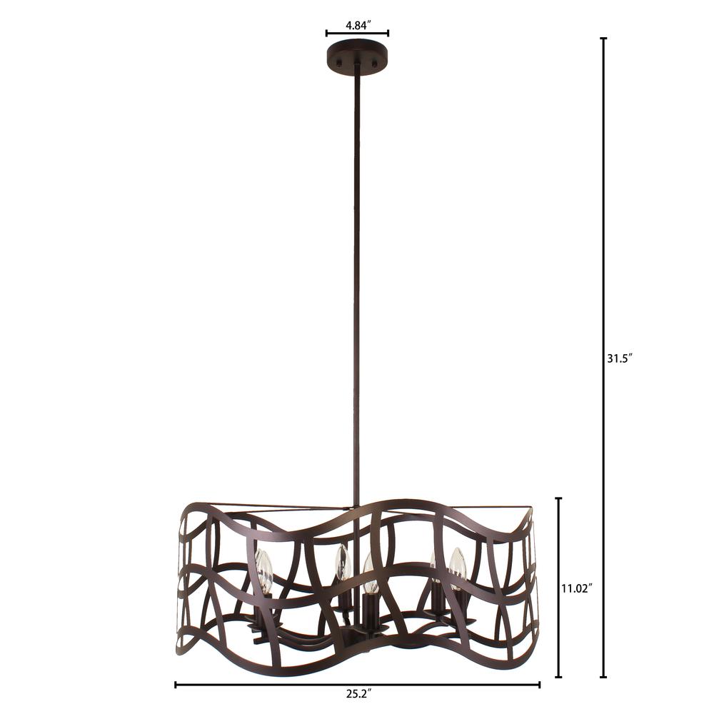 WILLOW Transitional 6 Light Oil Rubbed Bronze Ceiling Pendant 25" Wide