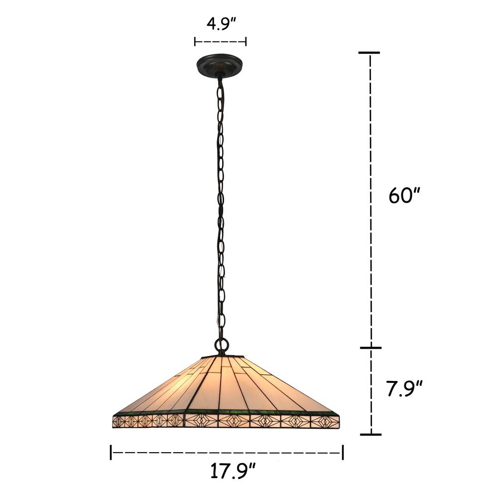 THEROS Tiffany-style 2 Light Mission Hanging Pendant Fixture 18" Shade