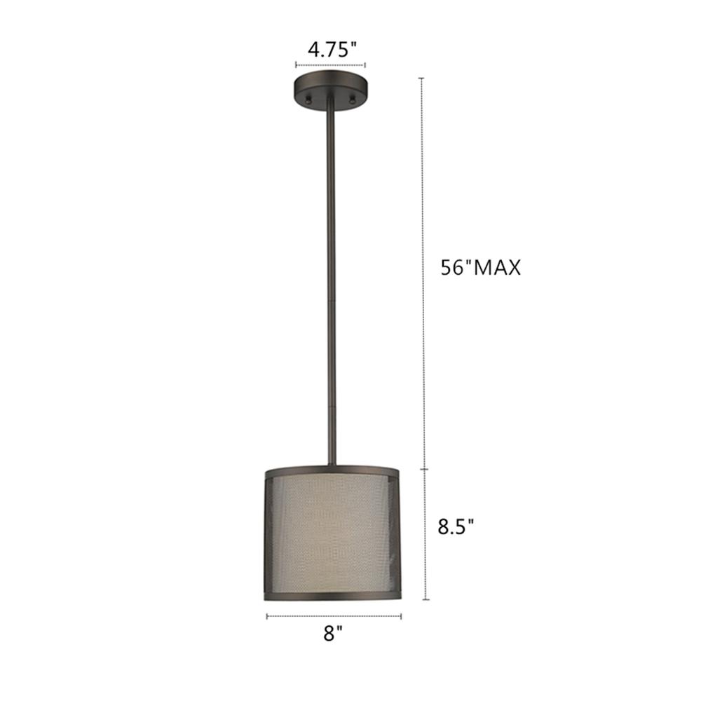 JULIANA Transitional 1 Light Rubbed Bronze Mini Ceiling Pendant 8" Wide