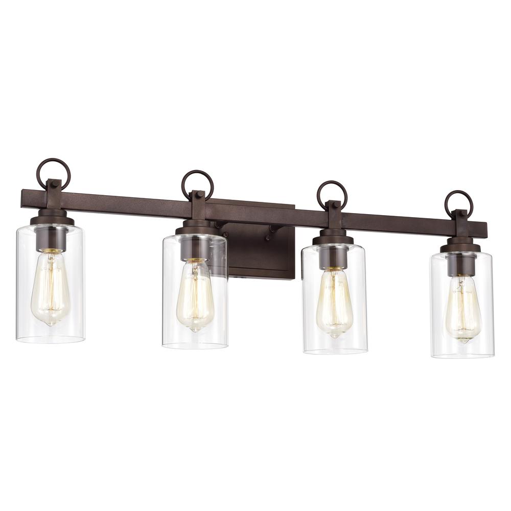 CHLOE Lighting EXTON Transitional 4 Light Oil Rubbed Bronze Bath Vanity Fixture 29" Wide