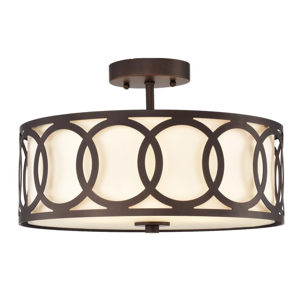 CHLOE Lighting BRONX Transitional 3 Light Oil Rubbed Bronze Semi-Flush Ceiling Fixture 15" Wide