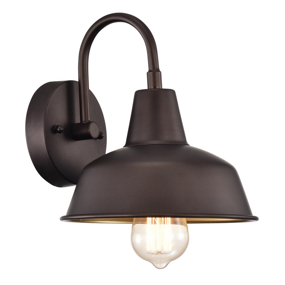 CHLOE Lighting IRONCLAD Industrial 1 Light Oil Rubbed Bronze Indoor Wall Sconce 9" Wide