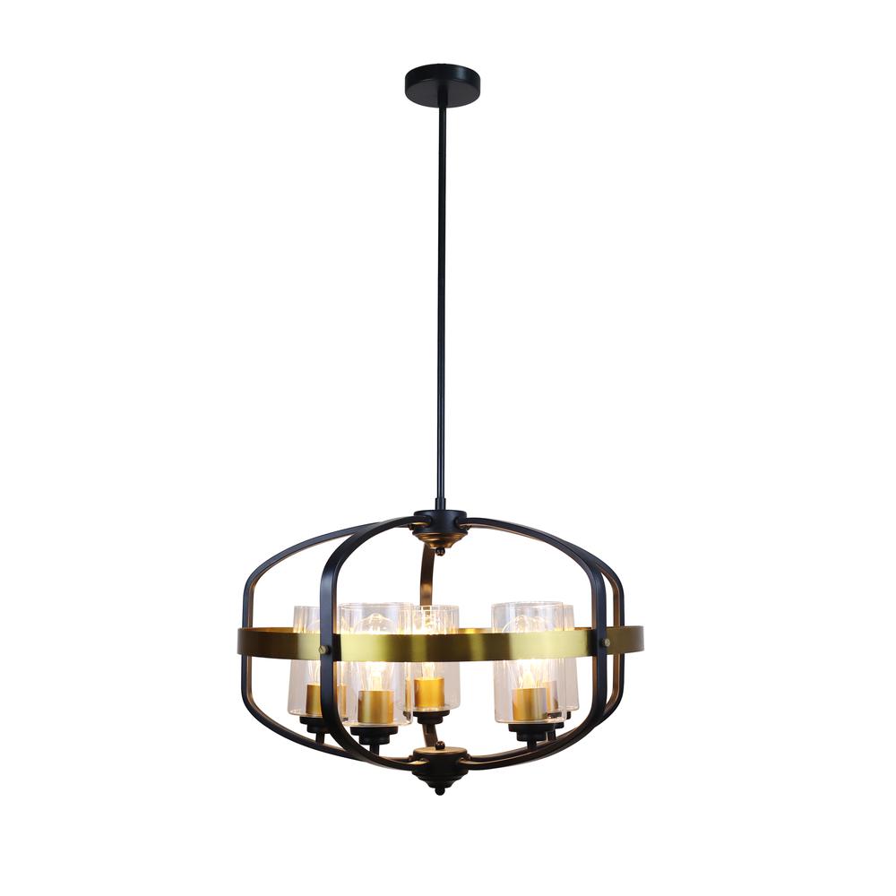 CHLOE Lighting Contemporary-Style Black/Bronze 5 Light Large Pendant 24" Wide