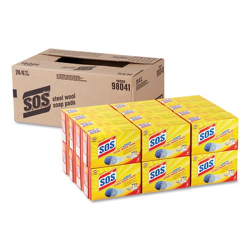 Steel Wool Soap Pad, 4/Box, 24 Boxes/Case