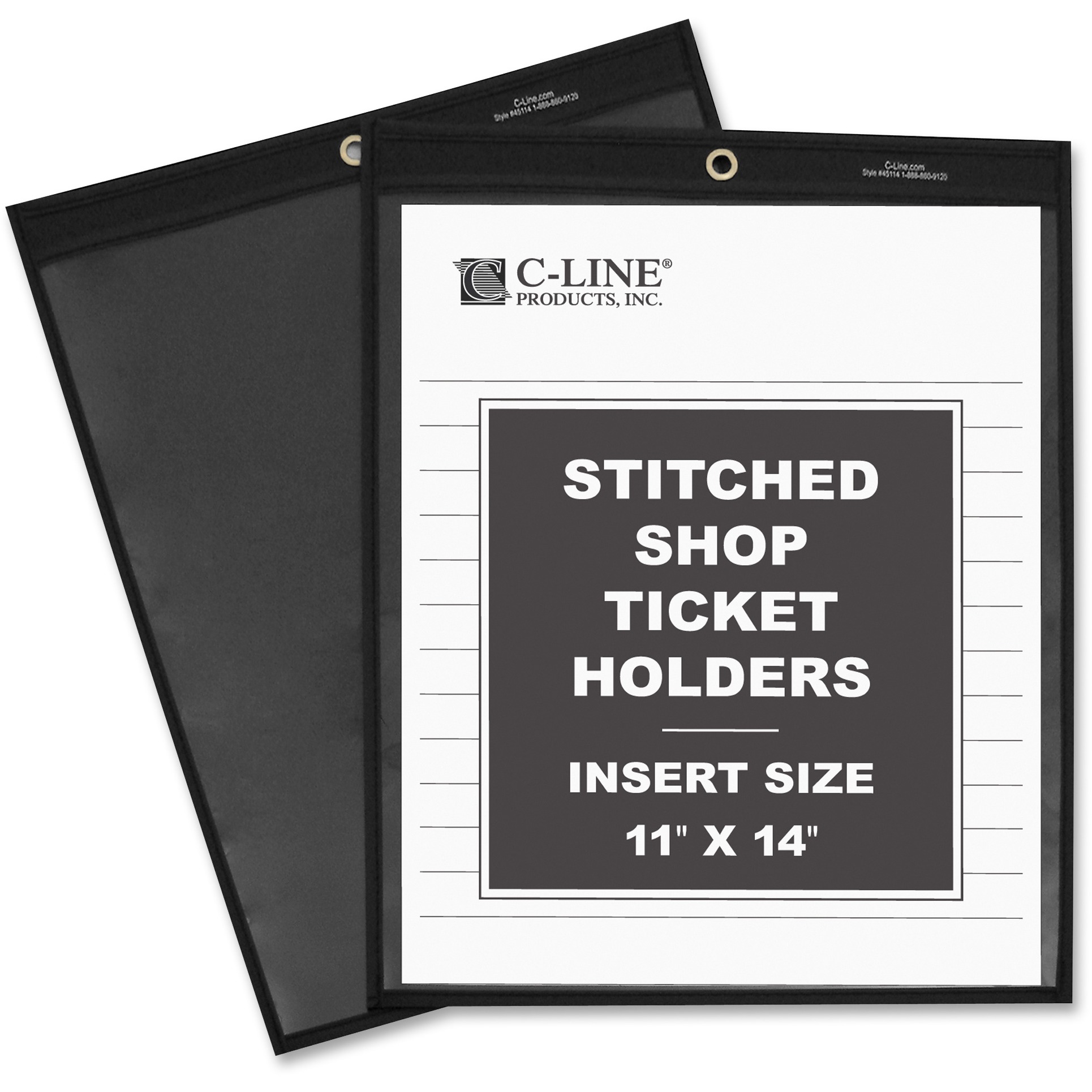 C-Line Shop Ticket Holders, Stitched - One Side Clear, 11 x 14, 25/BX, 45114