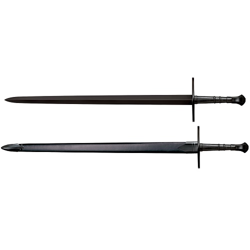 COLD STEEL Man at Arms Hand-and-a-Half Sword 33.5" Blued Carbon Steel Blade Leather Handle