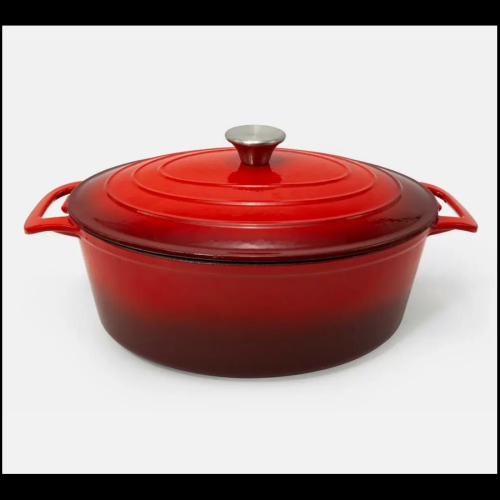 EXCELSTEEL 441 6QT OVAL CASSEROLE PAN WITH RED COATING