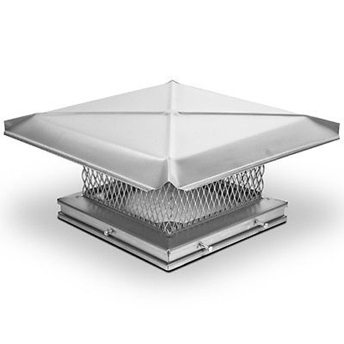 8" X 8" Gelco Stainless Steel Chimney Cap, 5/8", 18-Ga Mesh, 24-Ga Lid