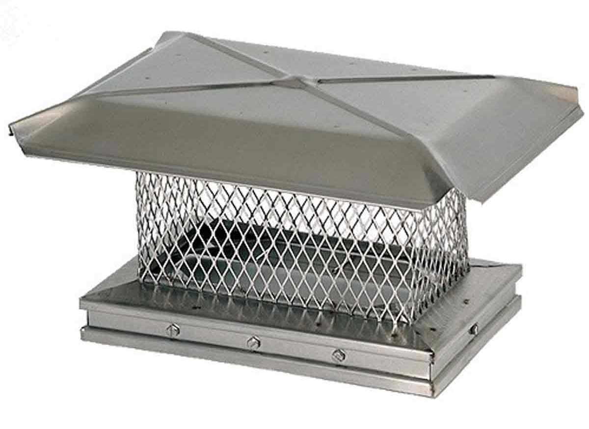 8" X 13" Gelco Stainless Steel Chimney Cap, 5/8", 18-Ga Mesh, 24-Ga Lid