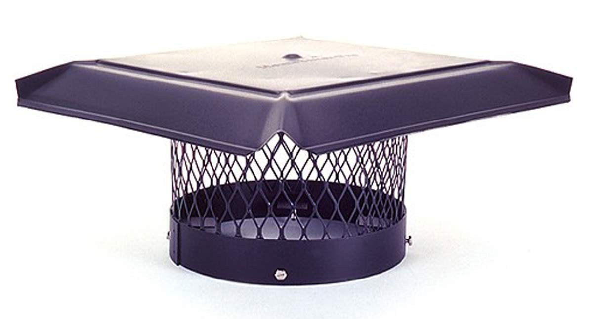 12" Homesaver Pro Black Round Chimney Cap, 3/4" Mesh