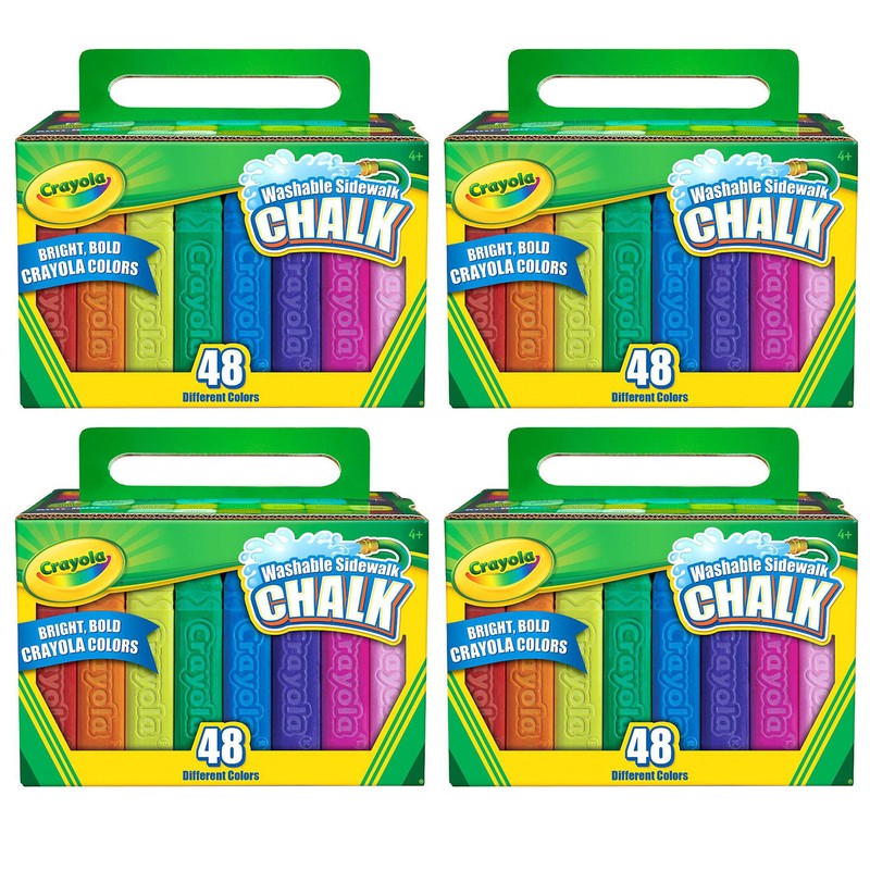 Washable Sidewalk Chalk, 48 Per Box, 4 Boxes