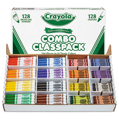 Crayon/Marker Combo Classpack, 8 Colors, Pack of 256