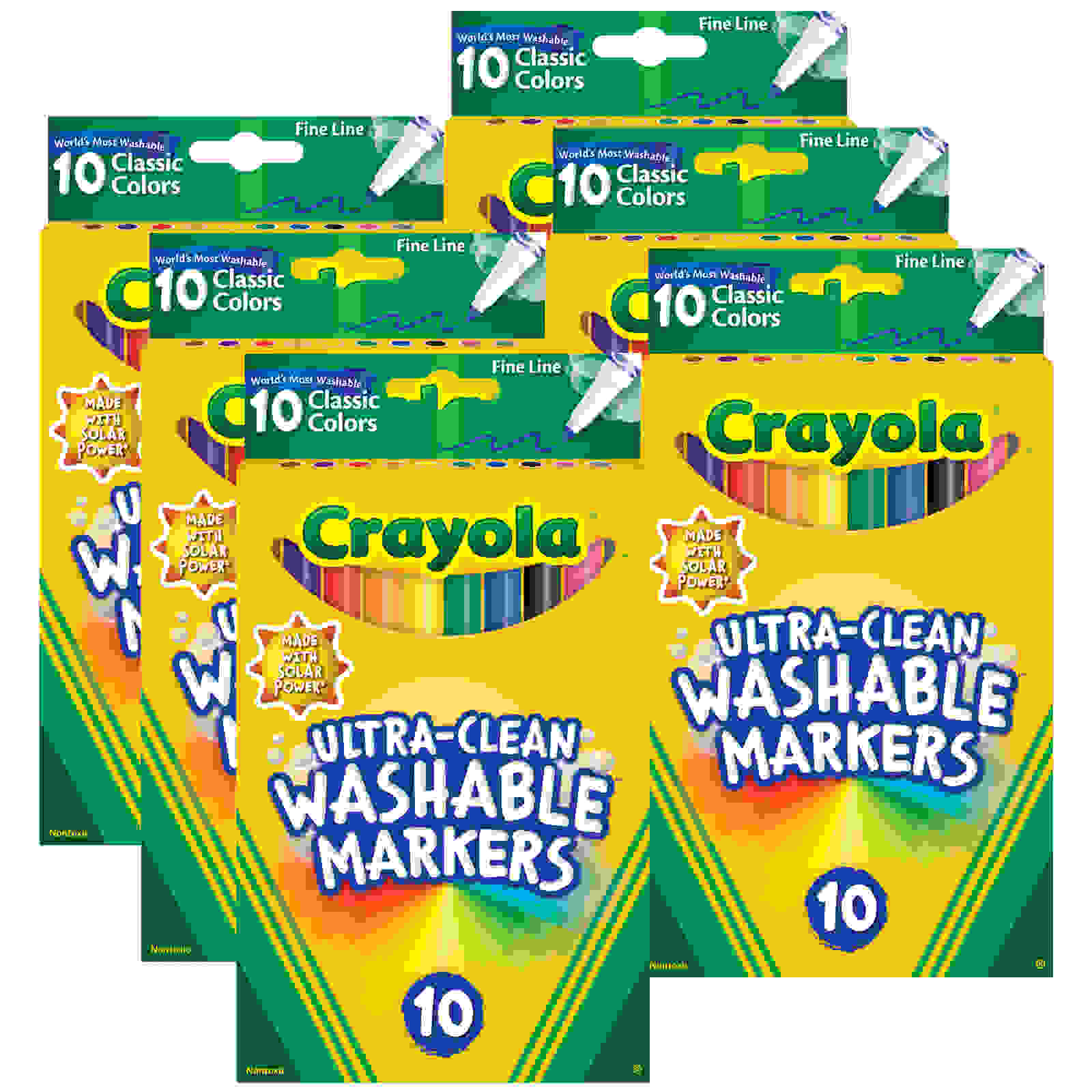 Ultra-Clean Markers, Fine Line, Classic Colors, 10 Per Pack, 6 Packs