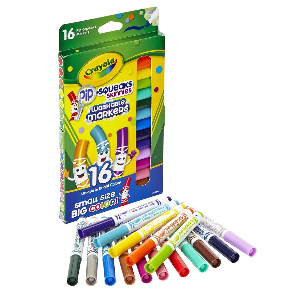 Pip-Squeaks Skinnies Markers, Fine Tip, 16 Colors