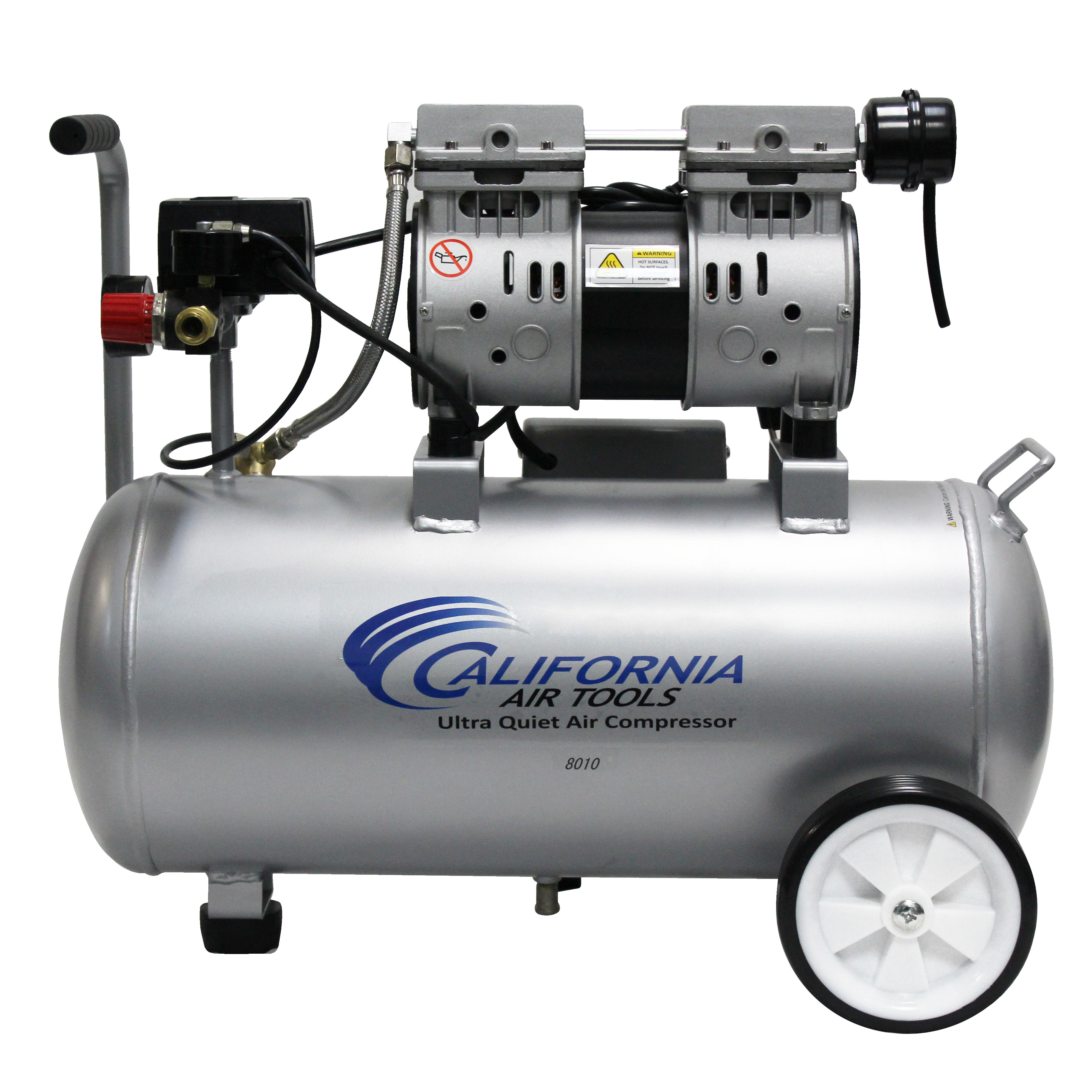 California Air Tools 8010 Ultra Quiet & Oil-Free 1.0 Hp, 8.0 Gal. Steel Tank Air Compressor