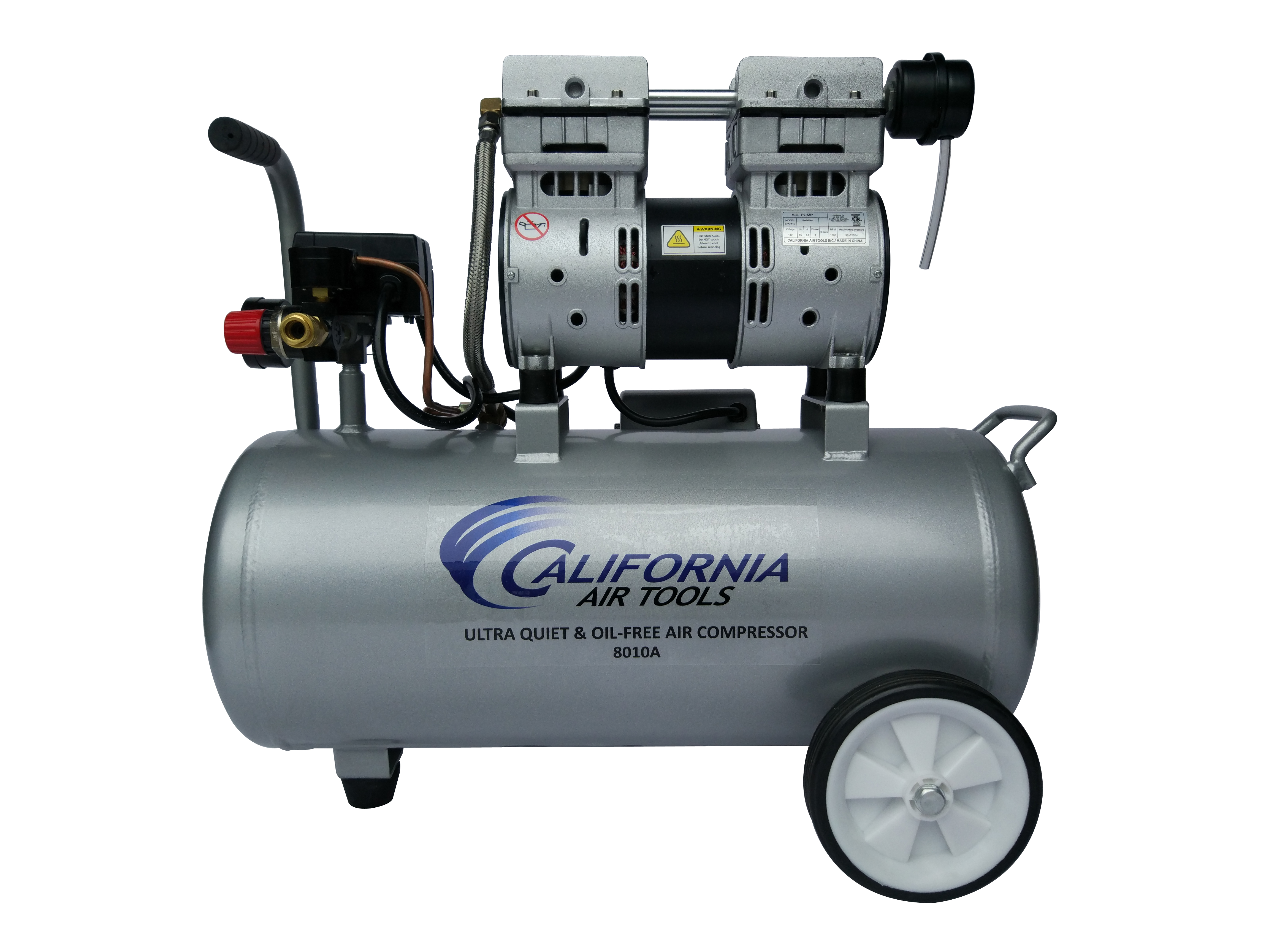 California Air Tools 8010A Ultra Quiet & Oil-Free 1.0 Hp, 8.0 Gal. Aluminum Tank Air Compressor