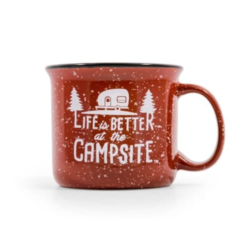 LIFE IS BETTER AT THE CAMPSITE MUG, SPECKLED RED