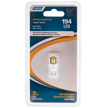 LED - 194/906 (T10 WEDGE) 5-LED 60LM, BRIGHTWHITE (1PK)