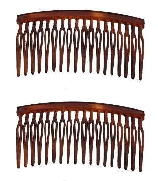 Small Tortoise Shell / Wire Twist Side Hair Combs - Gift Wrap Black Caravan Card