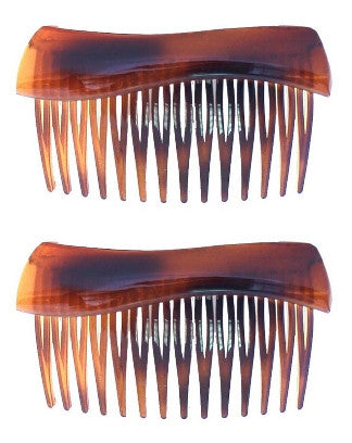Wave Top Tortoise Shell Side Hair Comb (pair) - No Silver J. Nahon Card