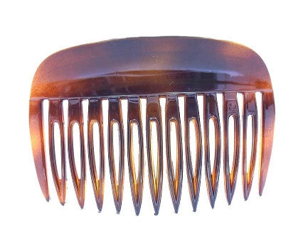 Wide Rim French Tortoise Shell Side Hair Comb - No White Caravan Card