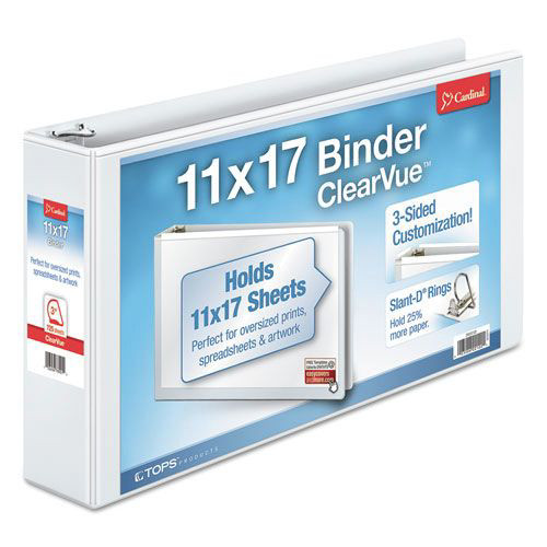 Cardinal ClearVue Overlay Tabloid D-Ring Binders - 3" Binder Capacity - Tabloid - 11" x 17" Sheet Size - 725 Sheet Capacity - 3 