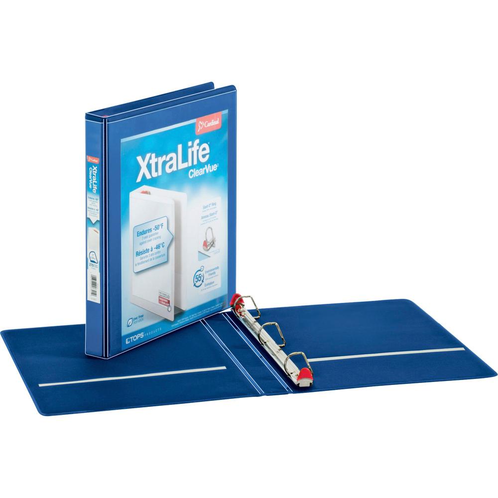 Cardinal Xtralife ClearVue Locking Slant-D Binders - 1" Binder Capacity - Letter - 8 1/2" x 11" Sheet Size - 270 Sheet Capacity 