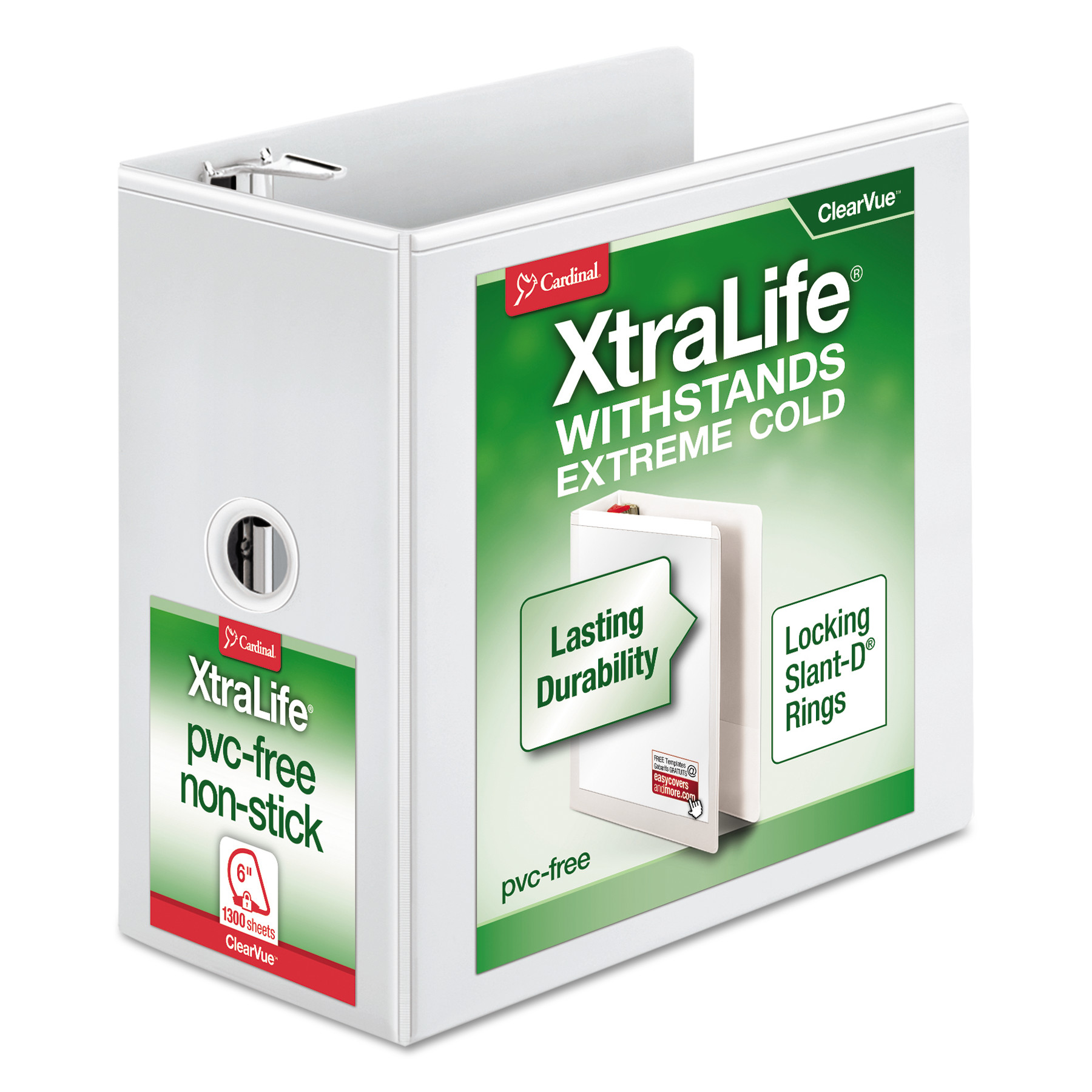 Cardinal Xtralife ClearVue Locking Slant-D Binders - 6" Binder Capacity - Letter - 8 1/2" x 11" Sheet Size - 1300 Sheet Capacity