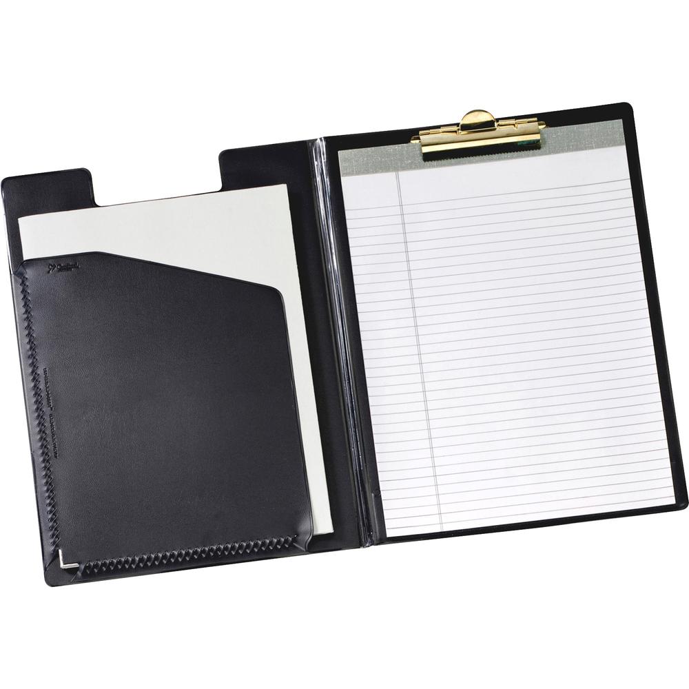 Cardinal Letter Pad Folio - 8 1/2" x 11" - 100 Sheet Capacity - 1 Inside Front Pocket(s) - Vinyl, Polyvinyl Chloride (PVC) - Bla