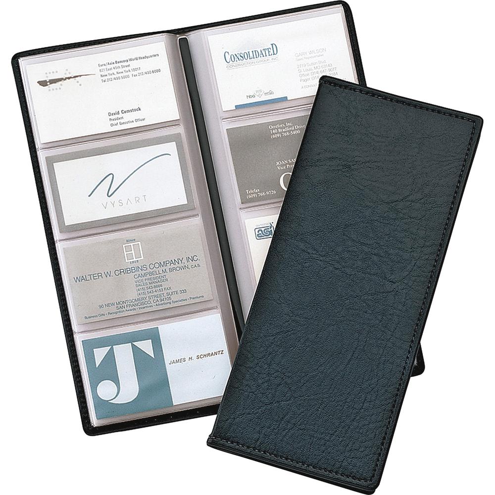 Cardinal Sewn 96 Card File - 96 Capacity - 4.25" Width x 10.38" Length - Black Vinyl Cover