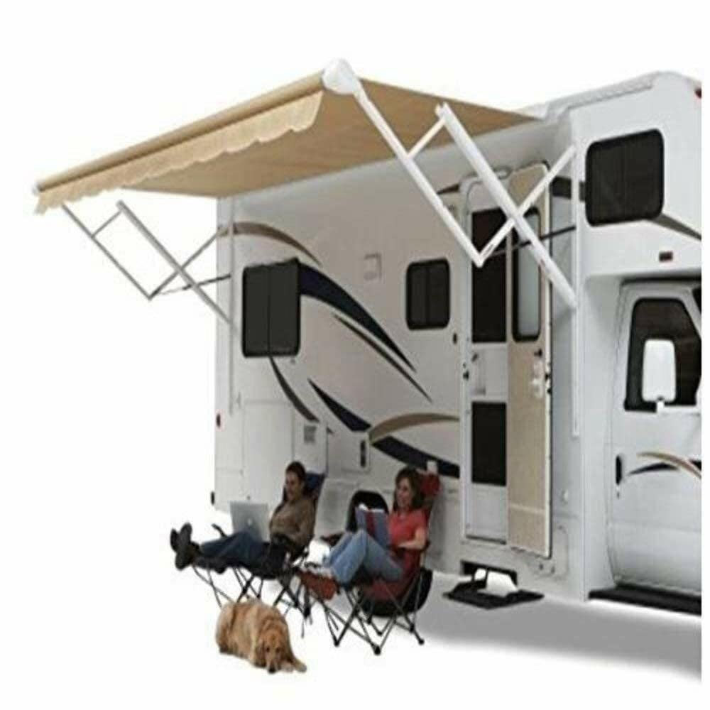 ECLIPSE 16'L X 8'EXT. BLACK/GRAY DUNE STRIPED VINYL POWER PATIO AWNING