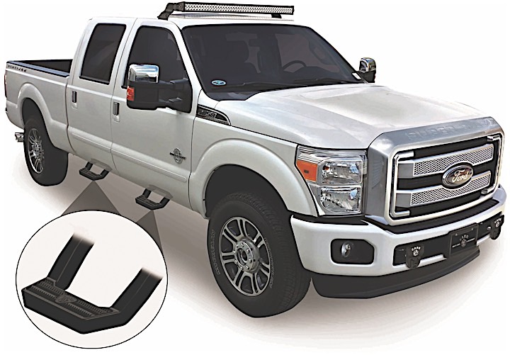 15-17 F150/17-17 F250/F350 SUPER DUTY BLACK LD STEP PAIR ALUMINUM BODY