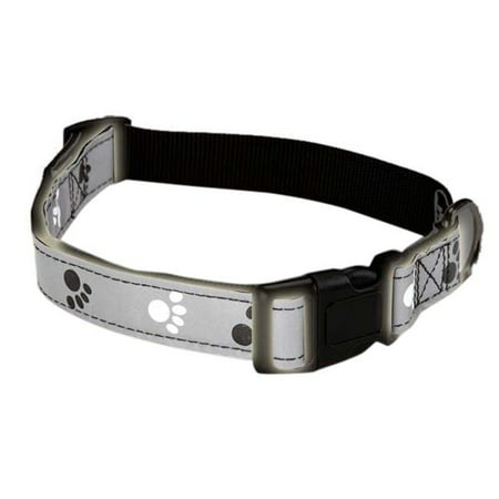 CC Reflect Pawprint Collar 6-10in Black