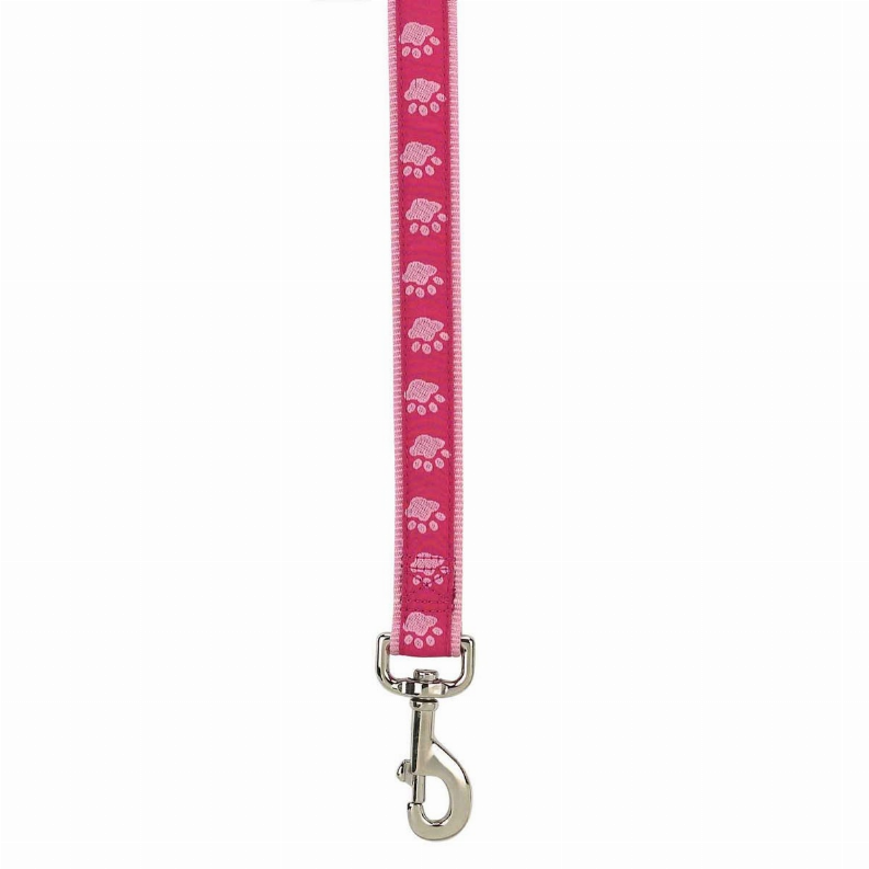 CC TwoTone Pawprint Lead 6ftx1in Pink