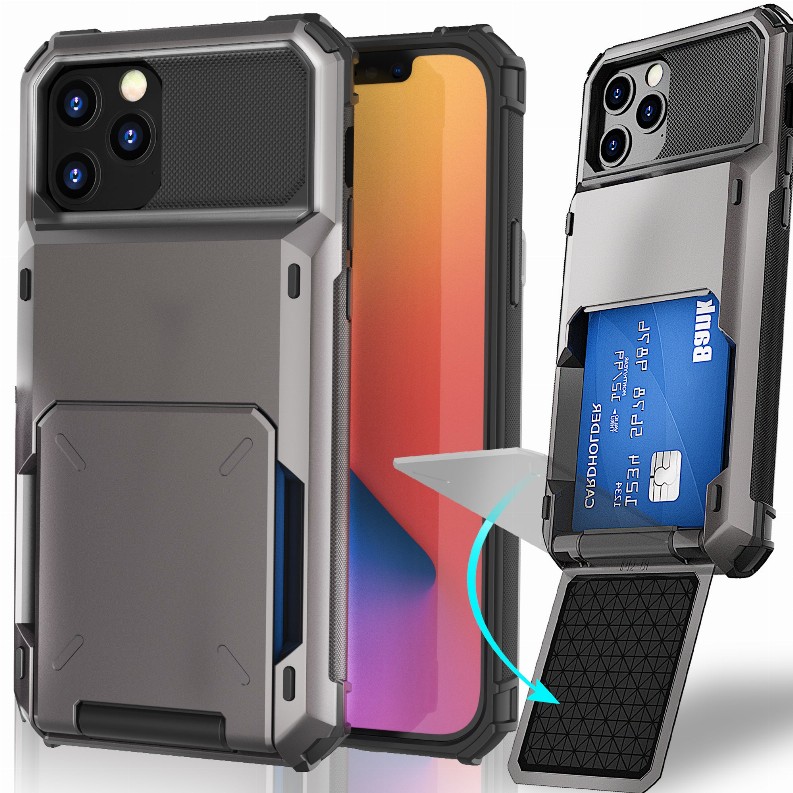Celvoltz Wallet 4-Card Holder Id Slot Flip Door Hidden Pocket Case - iPhone 12 Pro Max