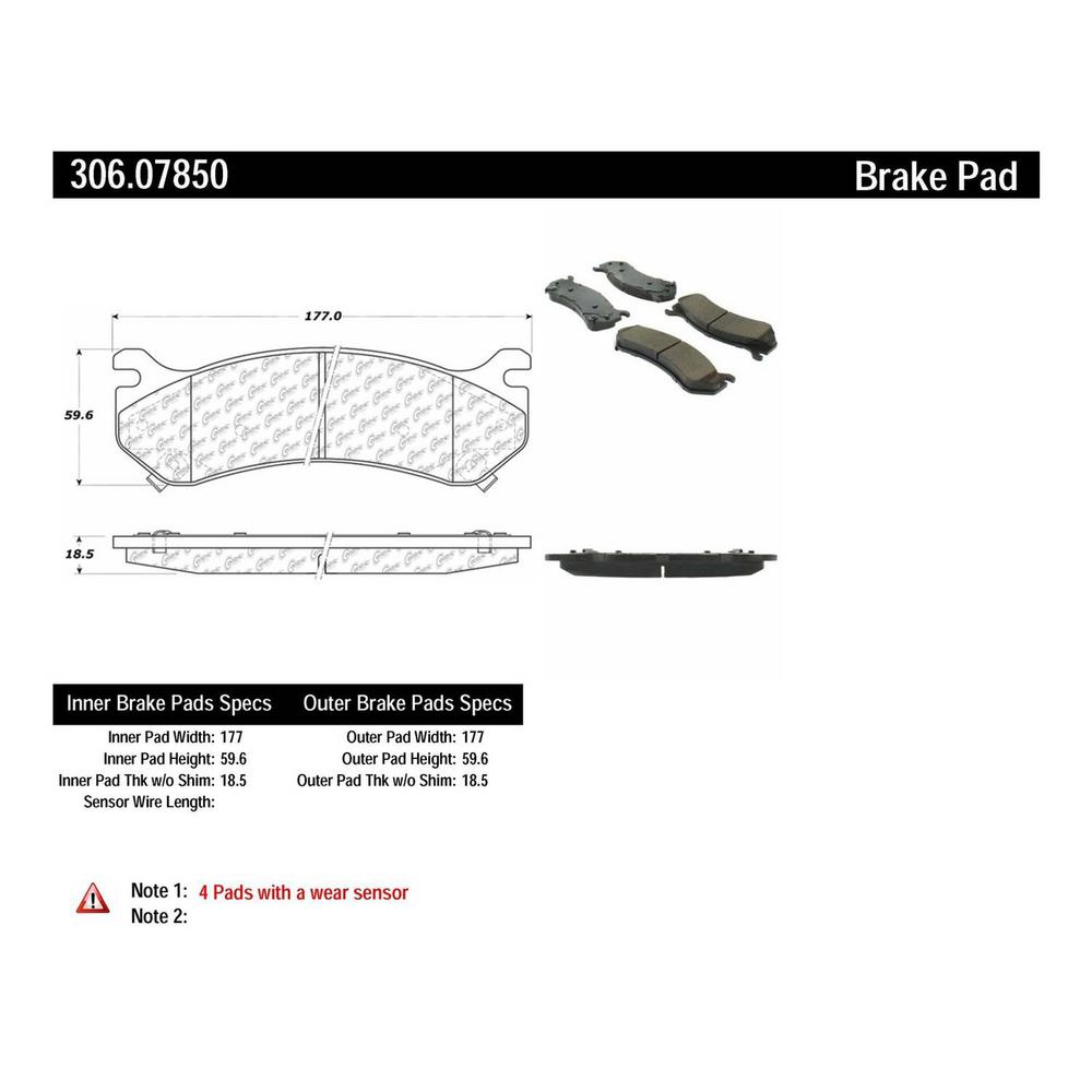 CENTRIC FLEET PERFORMANCE BRAKE PADS WITH HARDWARE