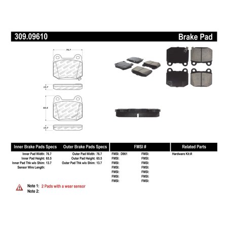 STOPTECH SPORT BRAKE PADS WITH HARDWARE