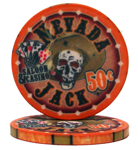 .50¢ (cent) Nevada Jack 10 Gram Ceramic Poker Chip