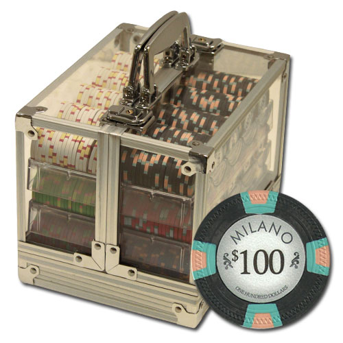 600Ct Claysmith Gaming Milano Poker Chip Set in Acrylic Case