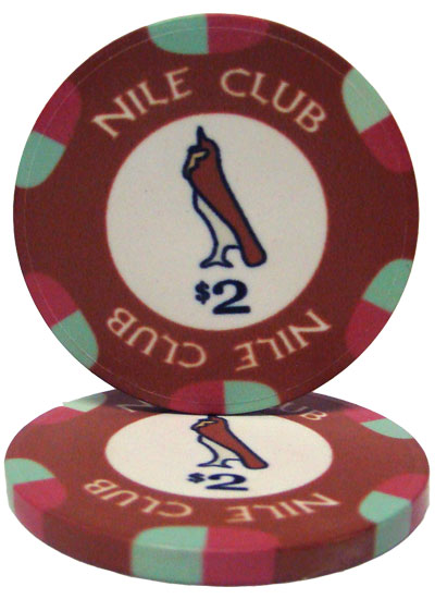 Roll of 25 - $2 Nile Club 10 Gram Ceramic Poker Chip