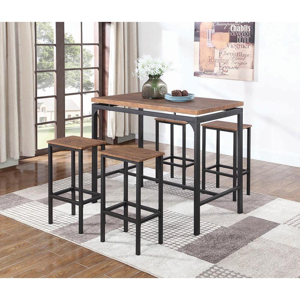 Santana 5-Piece Bar Set Weathered Chestnut And Black