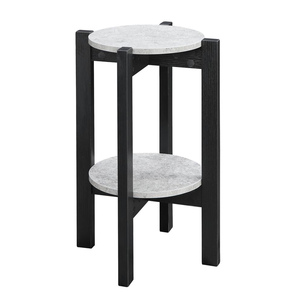 Newport Medium 2 Tier Plant Stand Faux Cement/Black